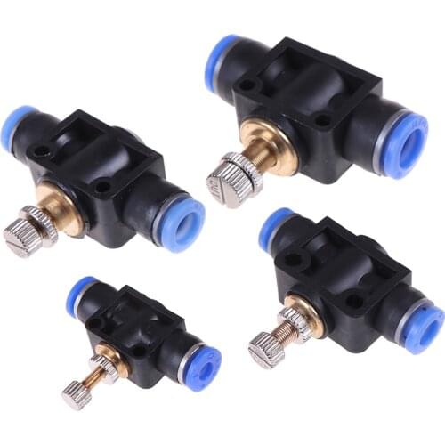 4 Styles Pneumatic Airflow Regulator 4mm 6mm 8mm 10mm OD Hose Tube Gas Flow Adjust Valve Connector Fitting Air Speed Controller