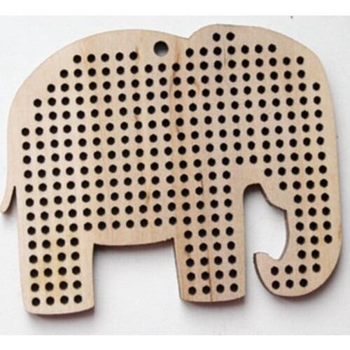 50pcs free shipping Multi-hole wood material cross stitch elephant pendant