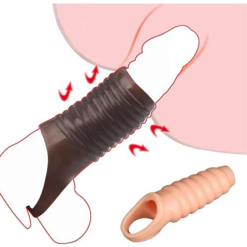 Penis Extender Condoms Reusable Penis Sleeve Girth Impotence Dick Penis Enlargement Sex Toys Cock Ring for Men Cock Sex Enlarger