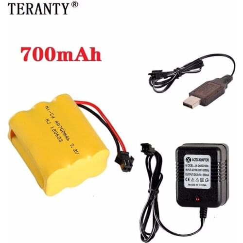 SM Plug) Ni-CD 7.2v 700mah Battery + USB Charger For Rc toys Car Tank Train Robot Boats Guns AA 7.2v Rechargeable Battery Pack