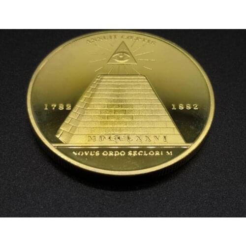 USA Emblem World Masonic Symbol Gold Coin Egyptian Pyramid Commemorative Coins Collection Value