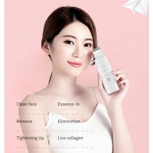 White Deep Face Cleaner Machine Ultrasonic Blackhead Removal Recharge Peeling Machine Beauty Skin Care Instrument