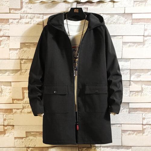 Windbreaker mens new autumn 2020 mens cotton casual windbreaker hooded windbreaker mens long jacket