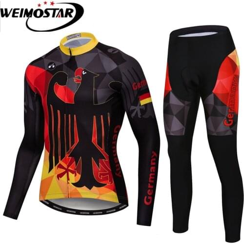 Weimostar Mens Long Sleeve Cycling Jersey Set Bicycle Autumn Ropa Ciclismo Youth Bicycle Clothing Gel Pad Tight Pants Suits