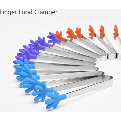 Funny Ice Tongs Mini Food Tongs Sugar Tongs Non-slip Fingers Sleeve Silicone Hand Shape Bread Meat Food Tongs Kitchen Gadgets