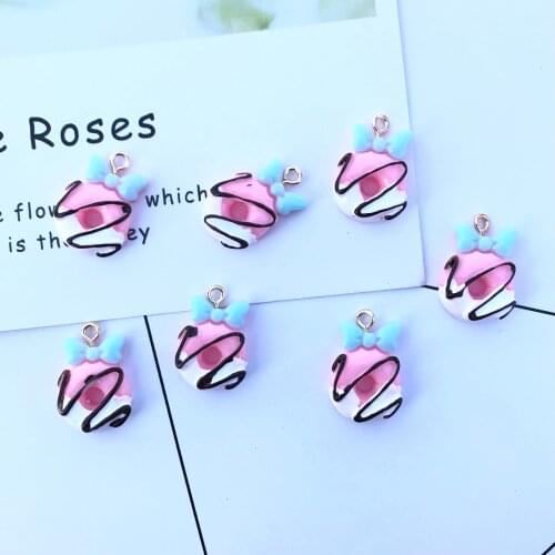 ZALEBABA Flat back resin Bow tie donuts charms very cute keychain pendant necklace pendant for DIY earring decoration