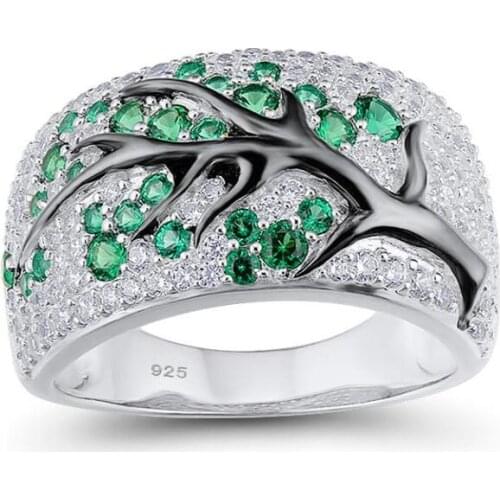 Drop Shipping New Arrival Luxury Jewelry 925 Sterling Silver Multi 5A Cubic Zirconia Women Wedding Tree Branch Ring For Lover