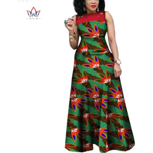 Stock Size Low Price Summer African Dresses for Women 2021 African Print Clothing Sleeveless Maxi Dress Plus Size WY1341