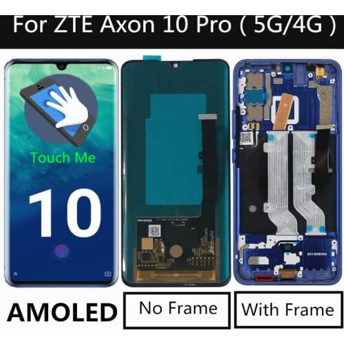 For ZTE Axon 10 Pro 5G / 4G LCD Display Touch Screen with Frame Digitizer Assembly Replacement Accessories For phone 6.47"