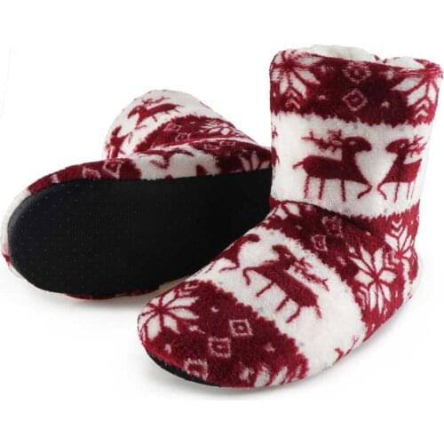 Winter Shoes Woman Home Slippers Christmas Elk Indoor Socks Shoes Warm Contton Slipper Plush Insole Anti-Skid Sole Botas Mujer