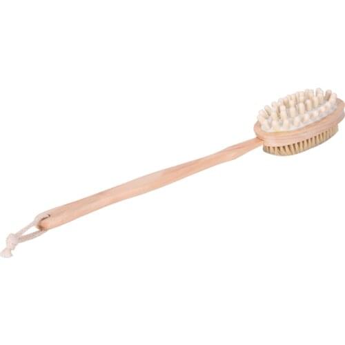 1PC 2-in-1 Body Brush Sided Natural Bristles Body Brush Scrubber Long Handle Wooden Spa Shower Brush Bath Massage Brushes