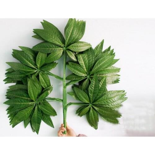 12pcs 68cm Length Pachira Macrocarpa Leaf Leaves Branch Silk Artificial For Wedding Home Office Hotel Decoration