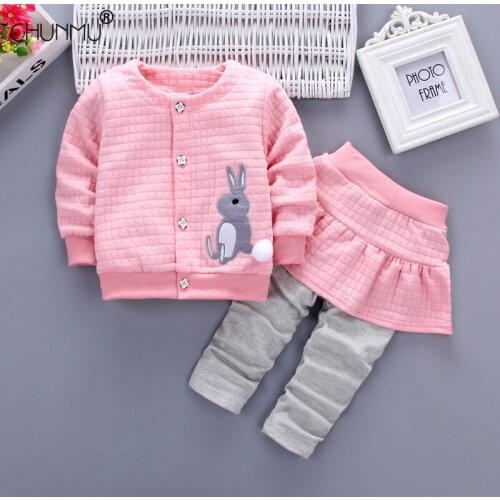 Fashion 2021 Infant Set Baby Girls Spring Clothes Casual Sports Suit Kid Cute Rabbit Tops+Pants 2 pcs Baby Suit Girl Clothes