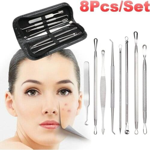 3/8pcs/Set Acne Removal Needles Pimple Blackhead Remover Tool Spoon Face Skin Care Tool Needles Facial Pore Cleaner Face Massage