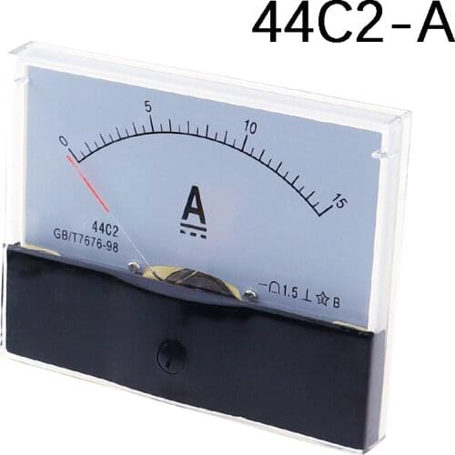 44C2 DC A mA μA V 1A 2A 3A 10A 15A 75mA 100UA 500V Analog Panel AMP Current Meter Gauge Voltage Amperimetro Amperemeter Ammeter