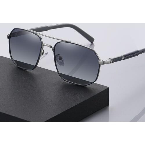 Anti-reflective Mens Sunglasses HD Polarized UV400 Multilateral Sunglasses Metal Two Color Spring-Leg Sunglasses Gafas De Sol