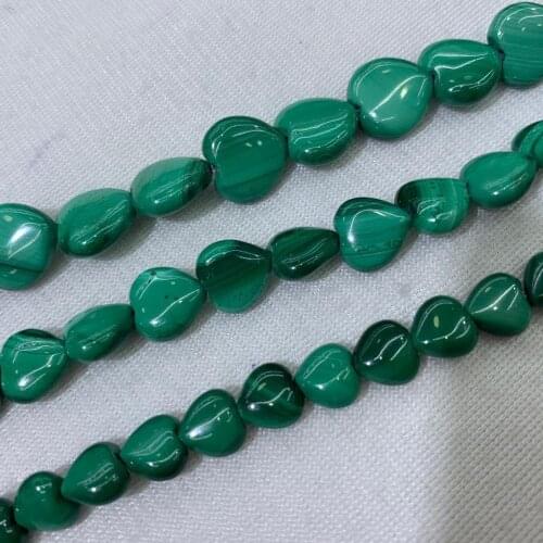 Heart shape natural malachite stone beads natural gemstone beads DIY loose beads for jewelry making strand 15" wholesale