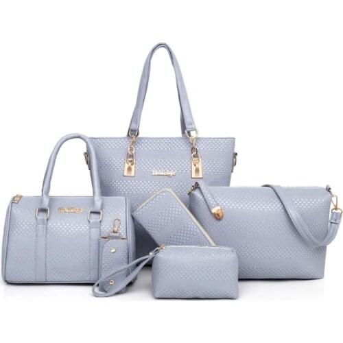 European American Large-capacity Handbags Totes Bags Six-piece Female Bag All-match Womens Woven One-shoulder Messenger Bag