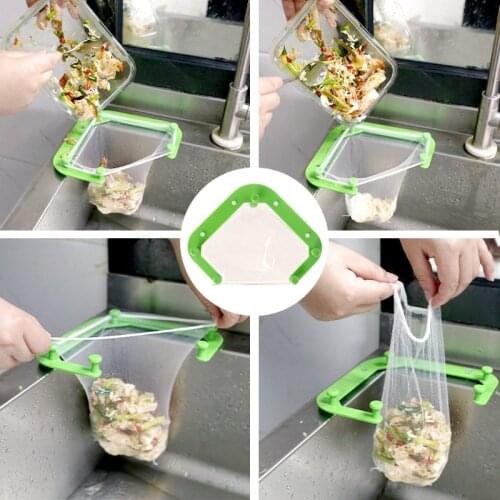 Sink Strainers Basket Triangle Tri-Holder Corner Sink Filter Net Eco-Friendly Mesh Bag for Kitchen Food Waste Leftover