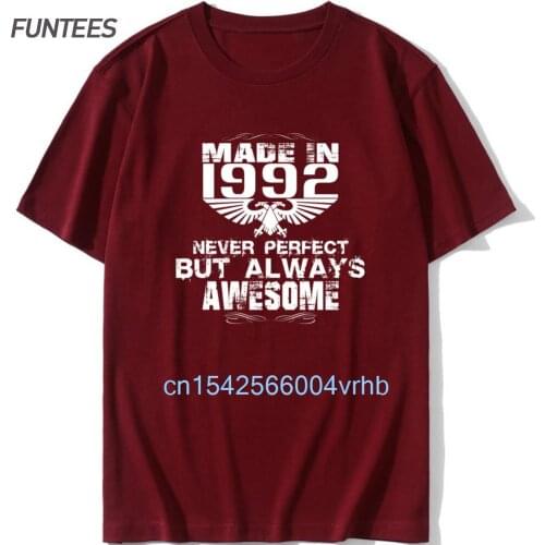 Made In 1992 Novelty Print T Shirts Men 100% Cotton Summer Short Sleeve Birthday Gift Tshirt Tops Funny Anniversary Man T-shirt