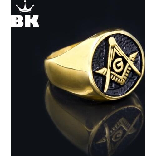Hip Hop masonic ring casting Punk Gothic free Mason 316l Stainless Steel finger rings for men wholesale