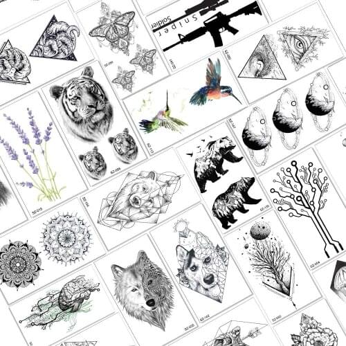 Cool Real Tiger King Face Design Temporary Tattoo Stickers Bear Waterproof Fake Tatoo Hummingbird Paste Tatoos For Women Men