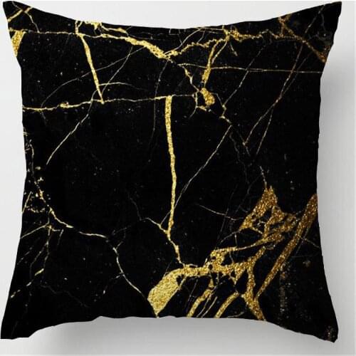 Cool Art Design Famous Popular Marble Black golden Stylish Luxury Printing Square Pillowcase Throw Pillow Sham Nice Pillow Cover