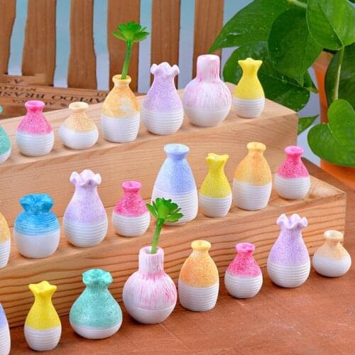 ZOCDOU 1 Piece Mediterranean Style Little Plant Flower Vase Small Figurine Exhibit Crafts Figure Ornament Miniatures Home Deco