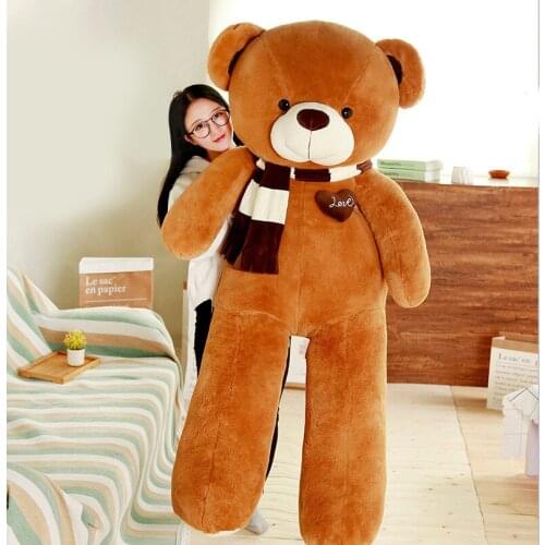 Stuffed toy fillings huge 180cm brown teddy bear plush toy scarf bear love you soft doll hug pillow birthday gift b2977
