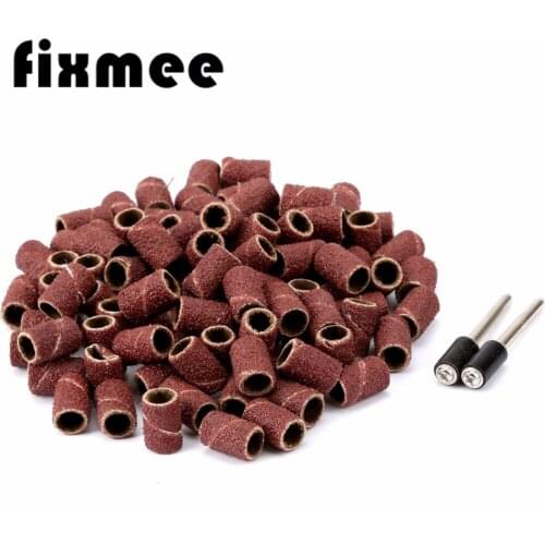100 PCS 1/4" 6.35MM Drum Sanding Kit +2Pcs Band Mandrel 1/8" Shank Rotary Tool Nail Drill Bits Abrasive Tools Dremel Accessories