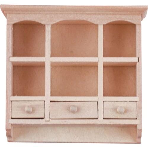 1:12 Dolls House Mini Unpainted Toy Cupboard with Drawers Kitchen Accessory