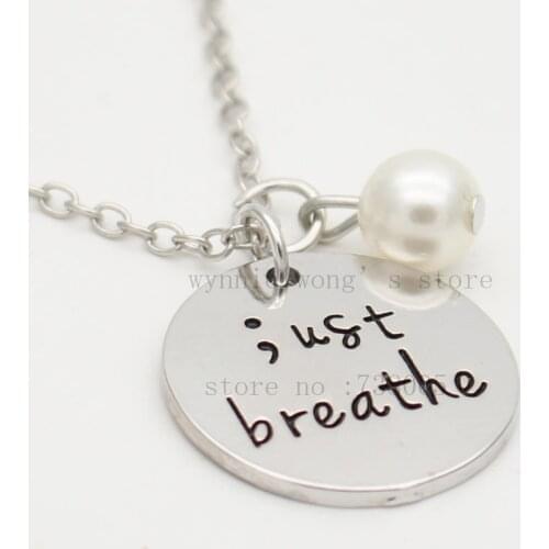 Necklace Jewelry Women Letter Gift Personalized 2020 New Brand Design Just Breathe Semicolon Jewelry Mental Health Awareness