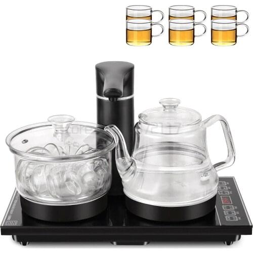 Full automatic water feeding electric heating kettle, domestic water pumping and tea making apparatus, electromagnetic oven