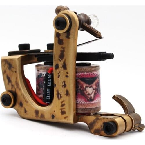 Professional Tattoo Copper Carved Tattoo Machine Shader Wraps Coils Alloy Frame Tattoo Machine Body Art