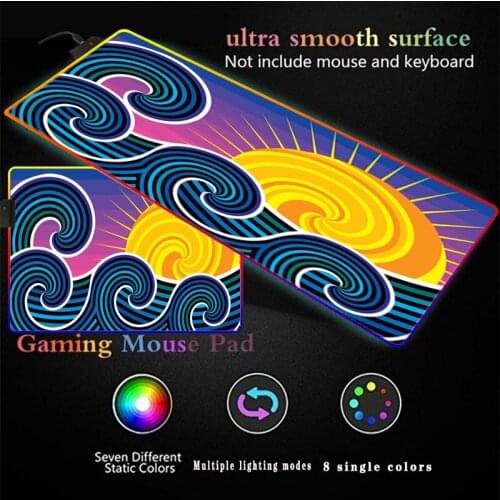 RGB Sun Abstract Computer Large Gaming Mouse Pad XXL30X80CM Mouse Pad LED Mause Mat Carpet for CS Go LOL Multi-size for Desk Mat