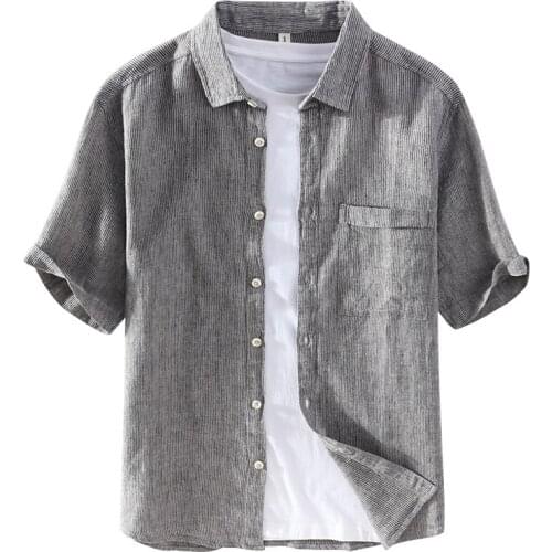 New style short sleeve cotton and linen brand shirt men fashion breathable shirts for men summer tops mens clothes camisa