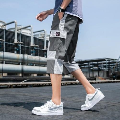 Shorts Mens Pants Summer Casual Calf-Length Pants Drawstring Elastic Waist Pants Cropped Pants Sportwear Beach Trousers Pants