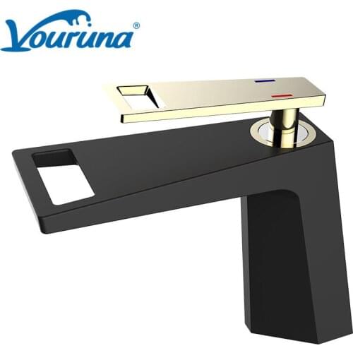 VOURUNA Black/White/Golden/Chrome Single Handle Basin Faucet Bathroom Mixer Tap Original Patent Design Solid Brass