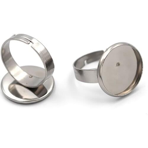 Glass Resin Cabochons Stainless Steel Ring Findings Base 8mm to 25mm Round Smooth Bezel Rings Settings Blanks DIY NO Fade
