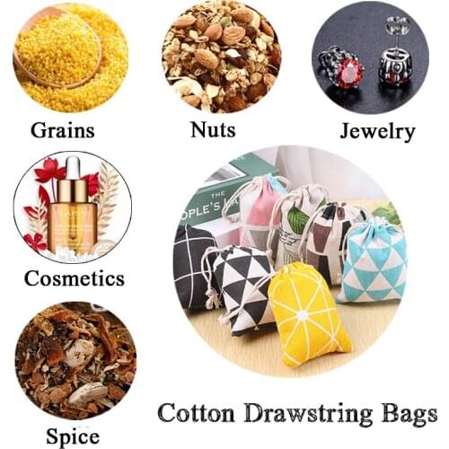50 pcs/lot Wholesale Printed cotton linen Tea small thing wrapping bag with tree blue yellow watermelon cute smart shopping bag