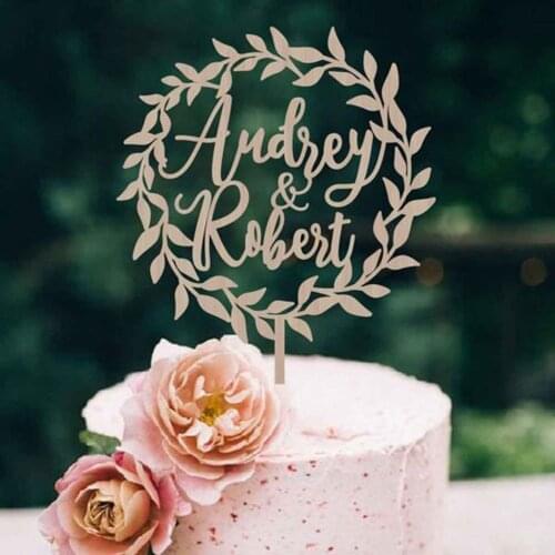 Wedding Cake Topper-Personalised Wedding Cake Topper Mr and Mrs Wreath-- Cake Topper With Last Name Customized Cake Topper Custo