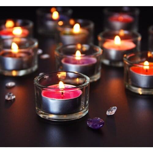 Windproof Glass Candle Holder Small Transparent Tealight Candle Container Glass Decoration For Home Porta Candele Vetro 50KO252