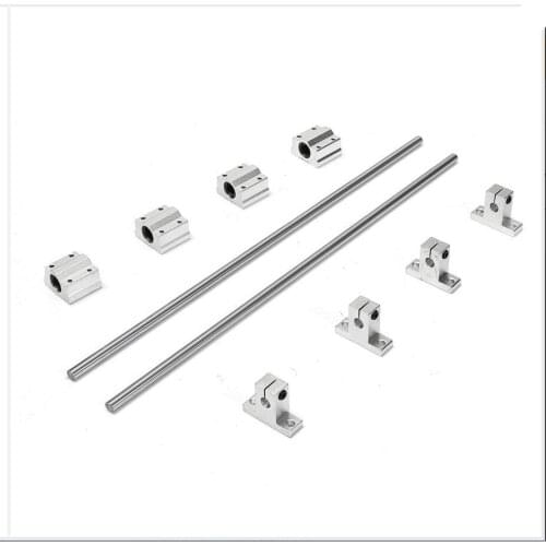 DuoWeiSi 3D Printer Parts 2Pcs 8mm 400mm Shaft Rod Rails + 4Pcs Bearing Blocks + 4Pcs Fixed Bearings For 3D Printer CNC