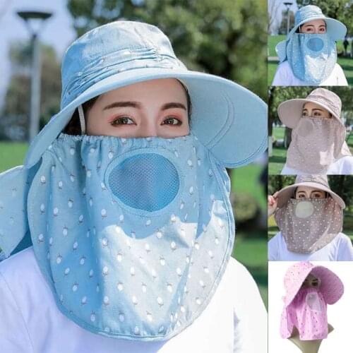 Women Summer Sun Hat Wide Brim UV Protection Visor Removable Outdoor Fishing Neck Face Flap