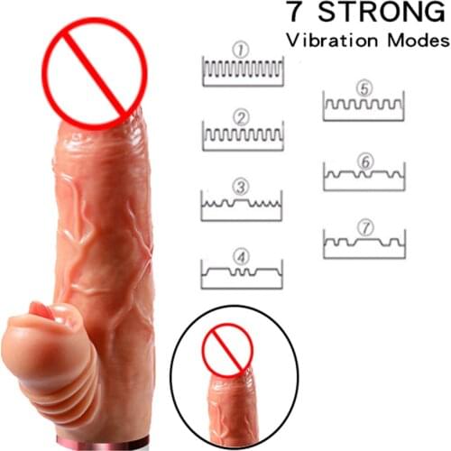 Female Telescopic Tongue Licking Vibrator Sex Toys for Women Massager Clitoris Stimulator Heating Dildo Penis Adults Products