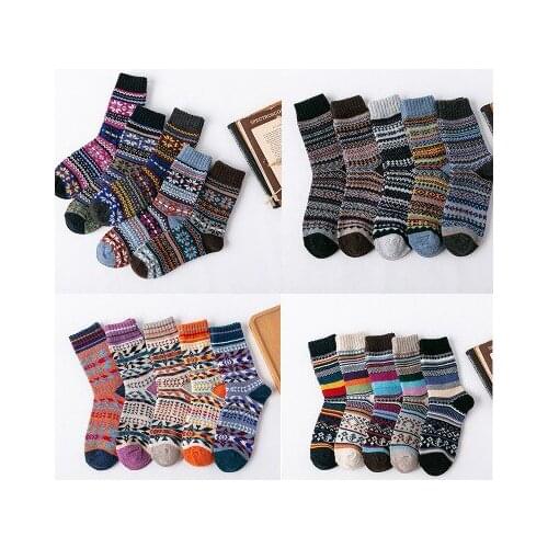 Winter new product outer socks female thick thick line ethnic rabbit wool floor socks