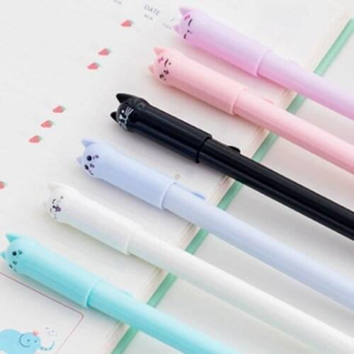 1Pcs 0.38mm Cute Kawaii Black Ink Cat Gel Pen Cartoon Plastic Gel Pens for Writing Office School Supplies Stationery
