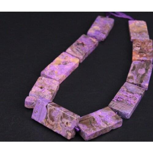 15.5"strand Natural Purple Ocean Jades Center Drilled Rectangular Slab Loose Beads,Raw Ocean Agates Slice Nugget Pendant Jewelry