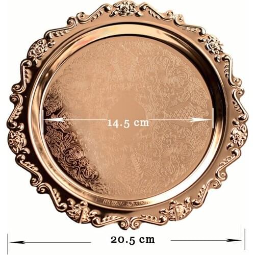 20.5 cm European Style relief metal plated with silver mini/small dessert/cake/snack Tray dish Fruit Plate party Collection