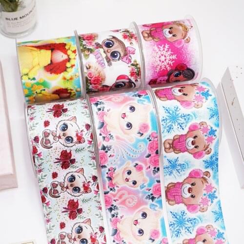 DIY Cartoon Animals Printed Grosgrain Ribbon For Craft Supplies Sewing Accessories 5 Yards. 46715